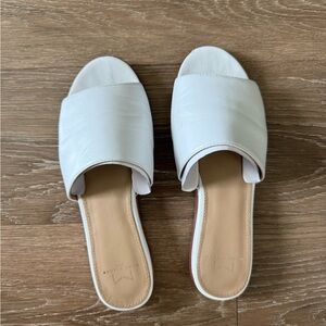 Marc Fisher White Leather Mules